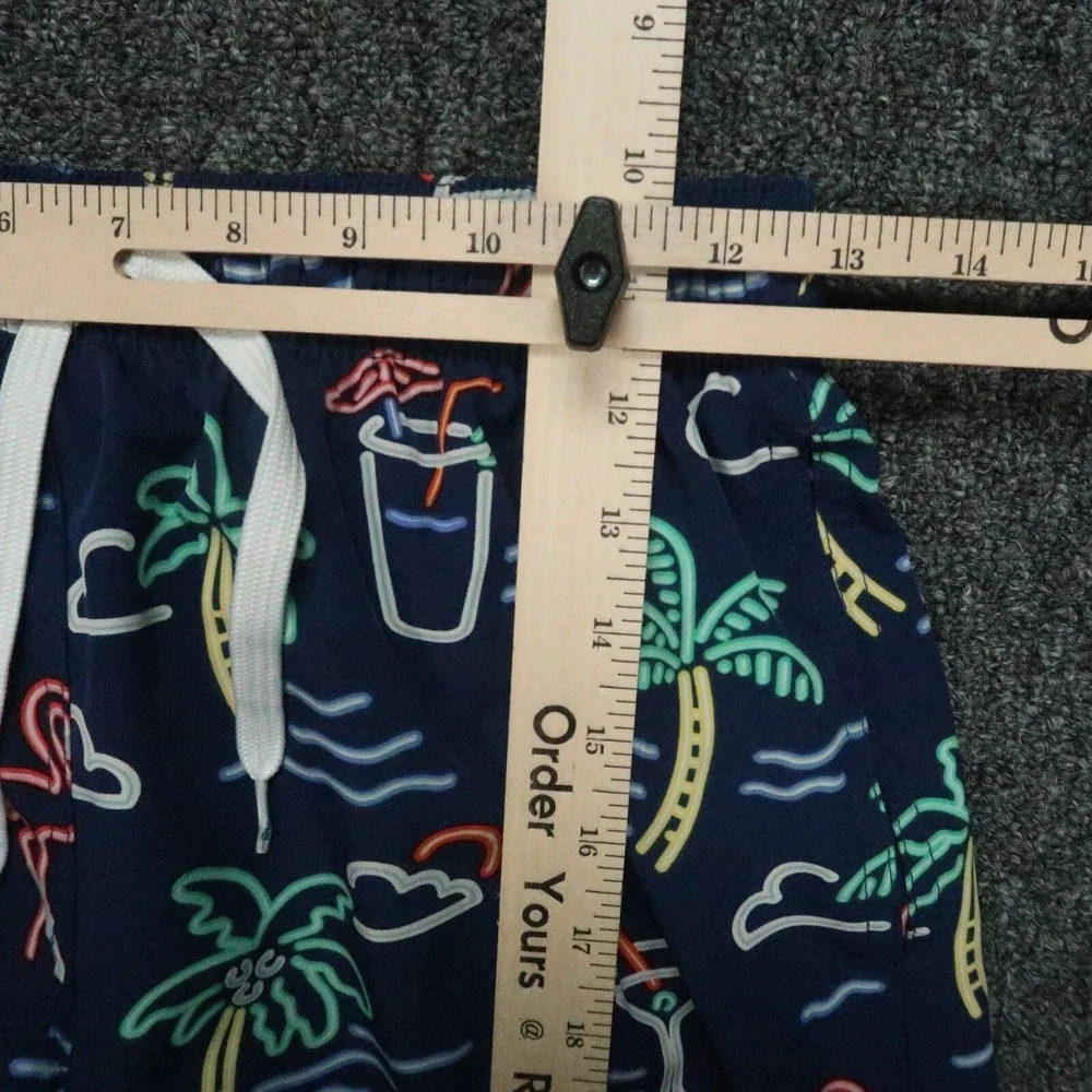Chubbies Swim Trunks‎ Small Blue Neon Lights Tropical Lined Shorts 7